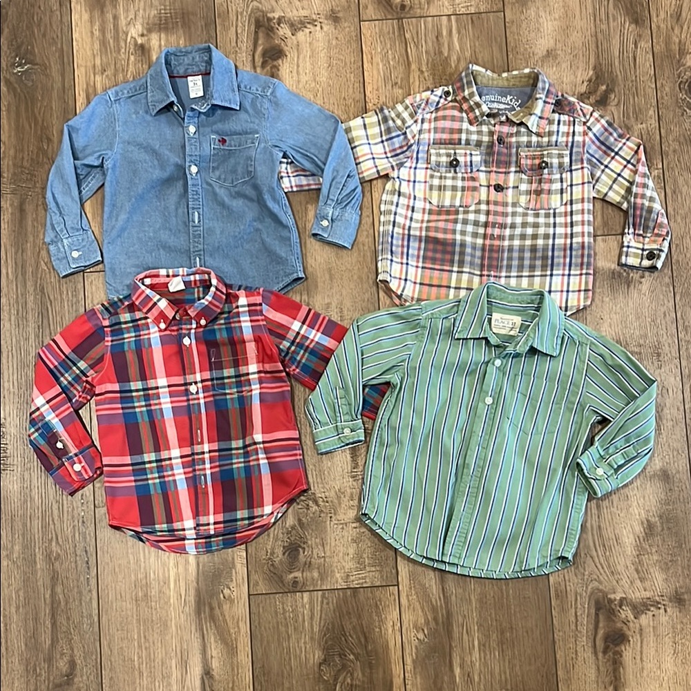 Kids Plaid and Striped Shirt Set